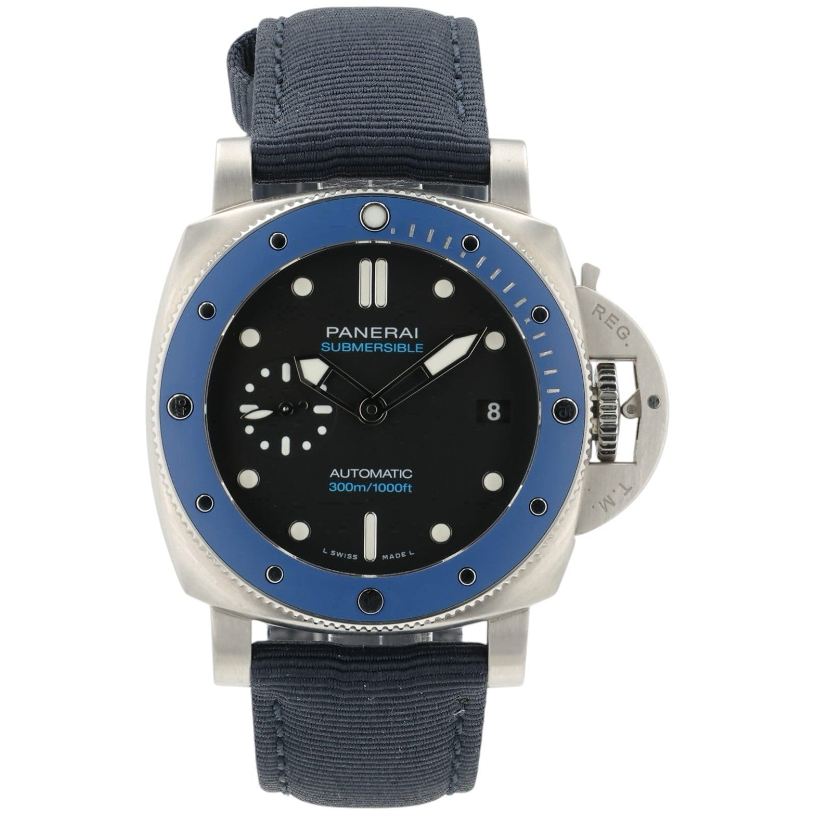 Panerai Submersible Azzuro Black Dial Steel 42mm Automatic Mens Watch PAM01209