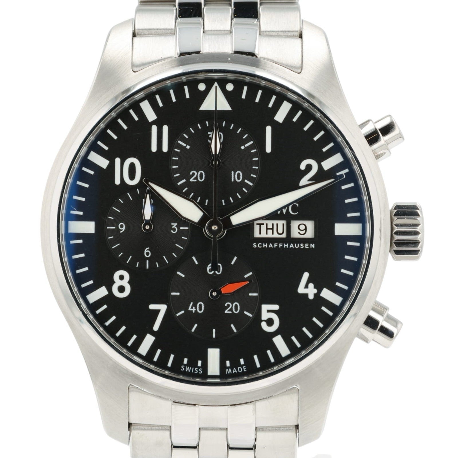 IWC Pilots Chrono Black Dial Stainless Steel 43mm Automatic Mens Watch IW378002
