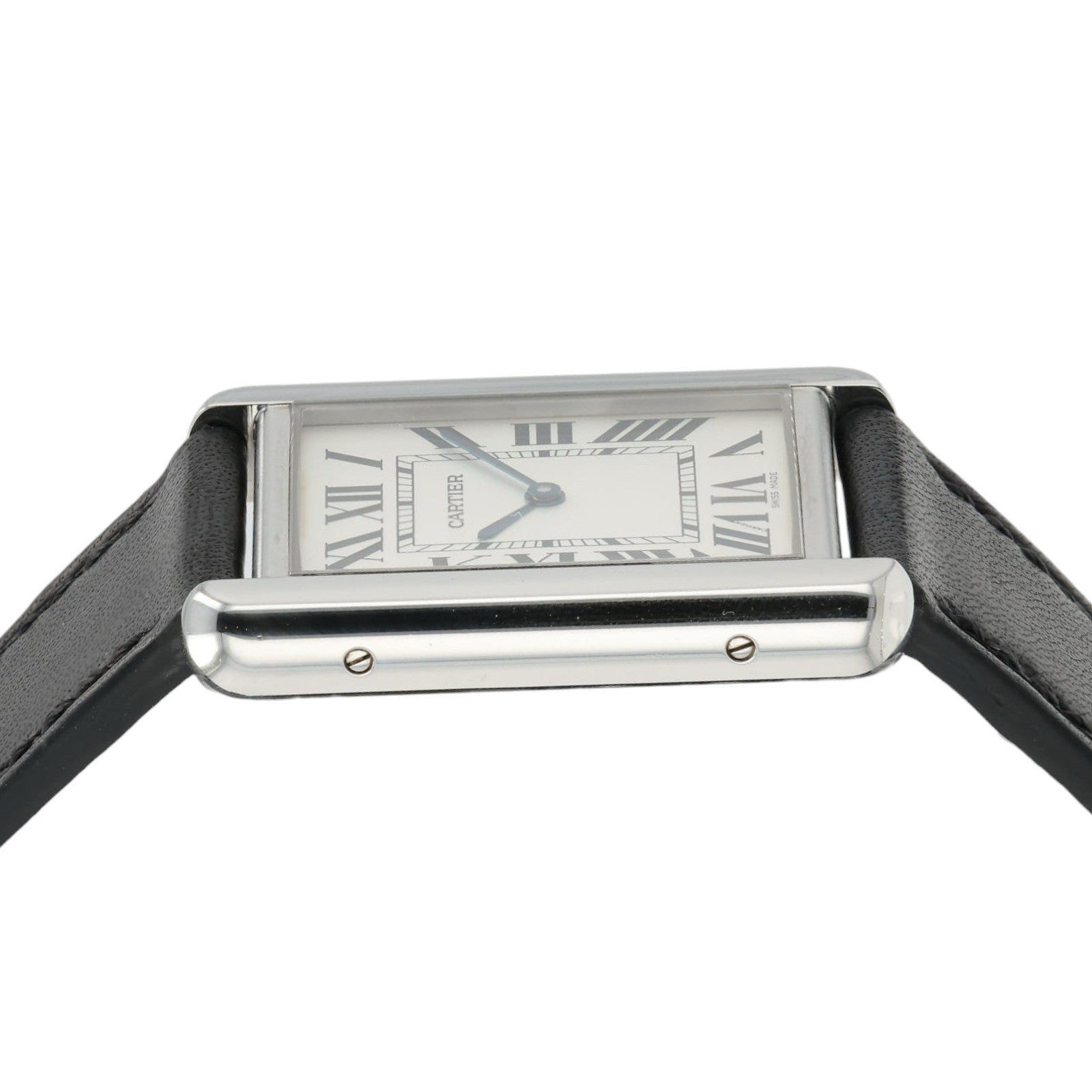 Cartier Tank Solo Silver Dial Stainless Steel 27x34mm Quartz Mens Watch W1018355