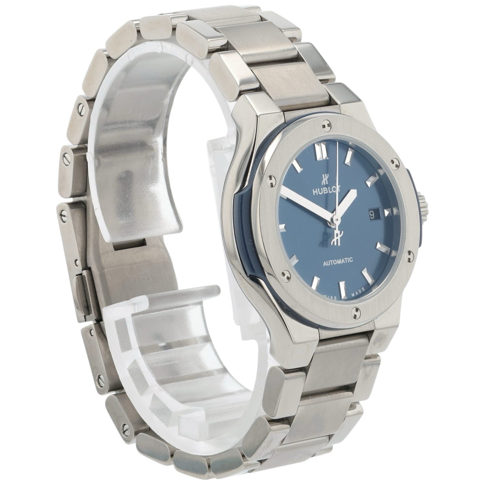 Hublot Classic Fusion Titanium Blue Dial 33mm Auto Women's Watch 585.NX.7170.NX