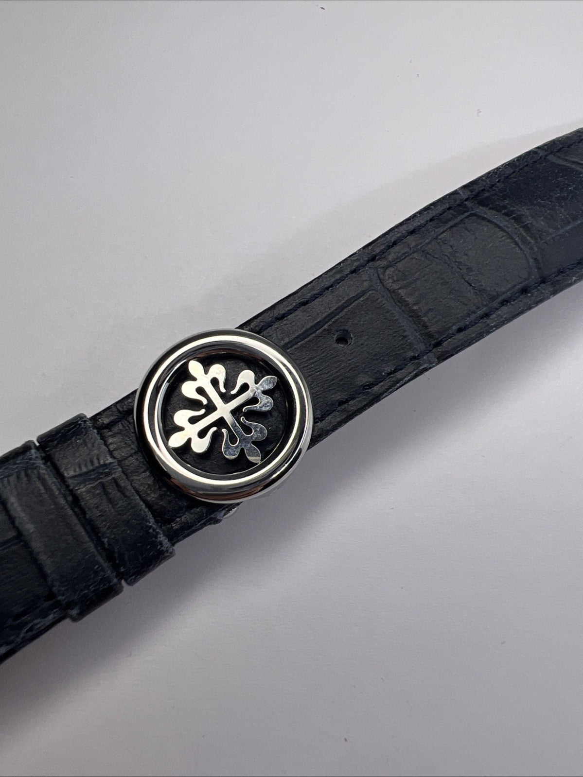 Authentic 21mm Blue Leather Patek Philippe Strap Band 16mm Steel Deployant Clasp