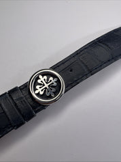 Authentic 21mm Blue Leather Patek Philippe Strap Band 16mm Steel Deployant Clasp