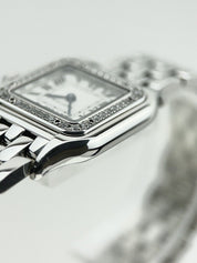 Cartier Panthere Stainless Steel 22mm Quartz Watch Diamond Bezel W4PN0007