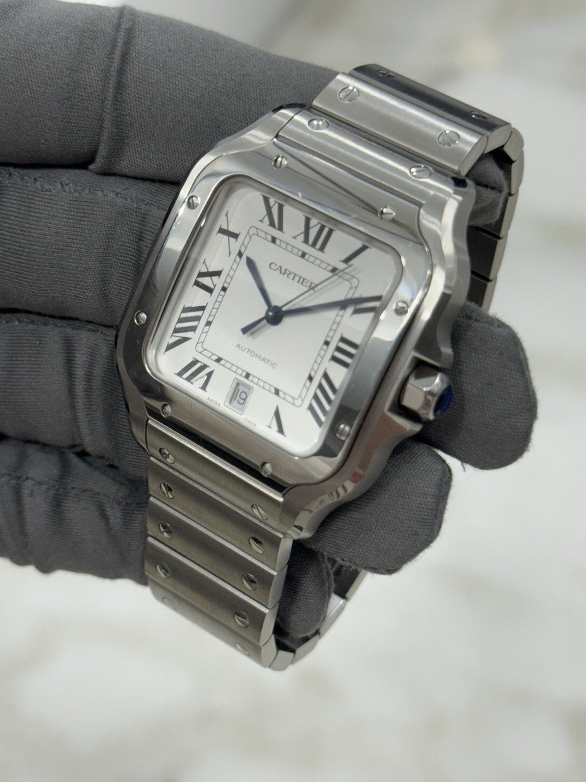Cartier Santos Stainless Steel Silver Dial 39mm Automatic Men's Watch WSSA0018