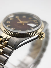 Rolex Datejust Two Tone Gold & Steel Red Dial 36mm Automatic Men’s Watch