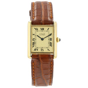 Cartier Must De Tank Ivory Roman Dial Vermeil 23x30mm Quartz Unisex Watch 590005