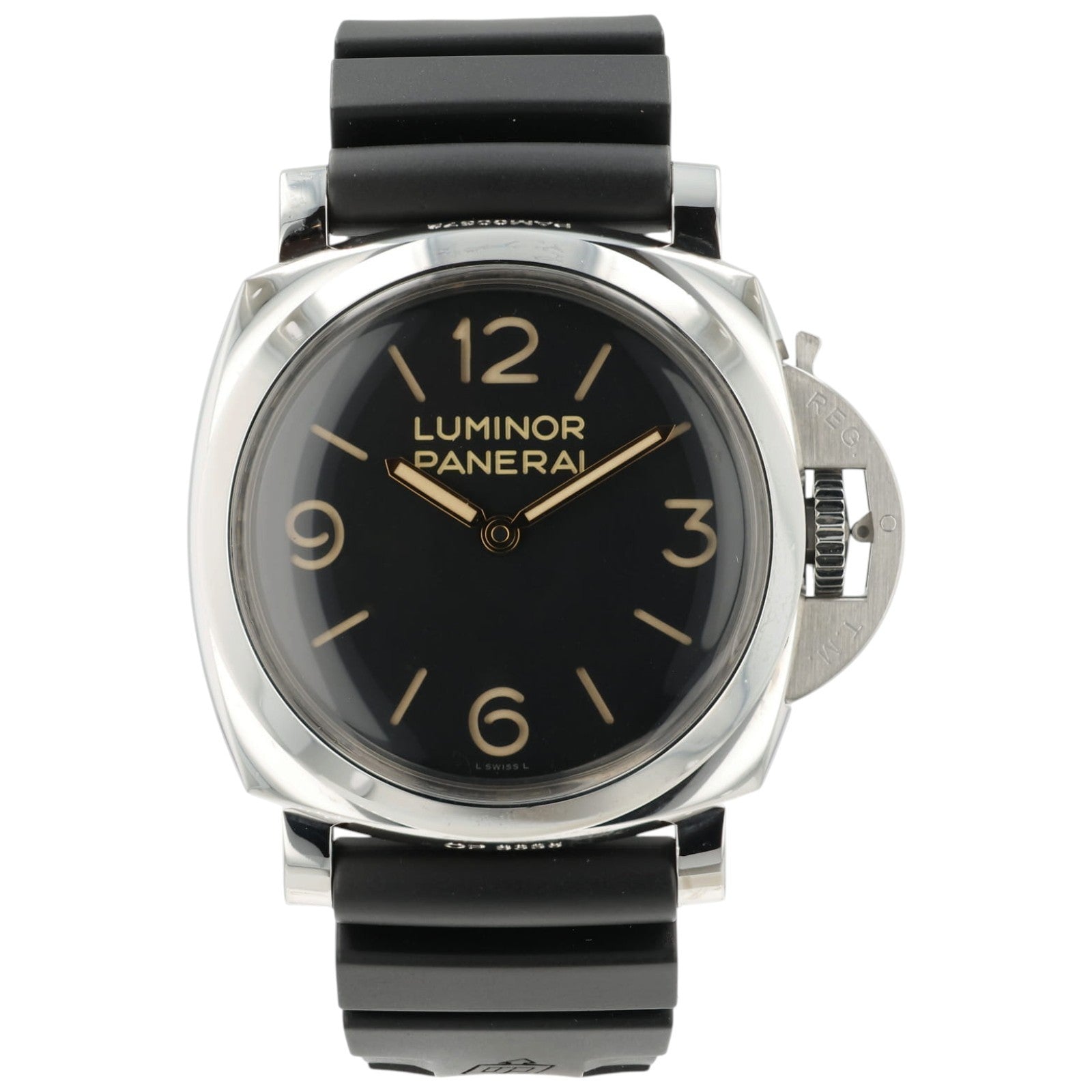 Panerai Luminor Black Dial Stainless Steel 47mm Manual Wind Mens Watch PAM00372