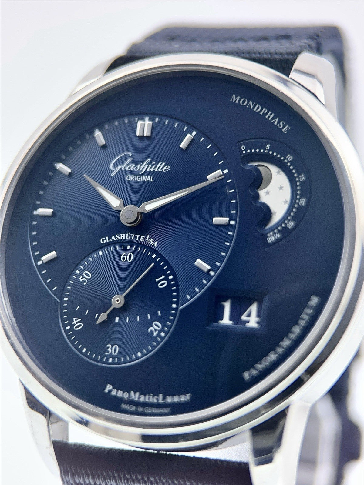 Glashutte PanoMaticLunar Automatic Steel Blue Dial Men's Watch 1-90-02-46-32-01