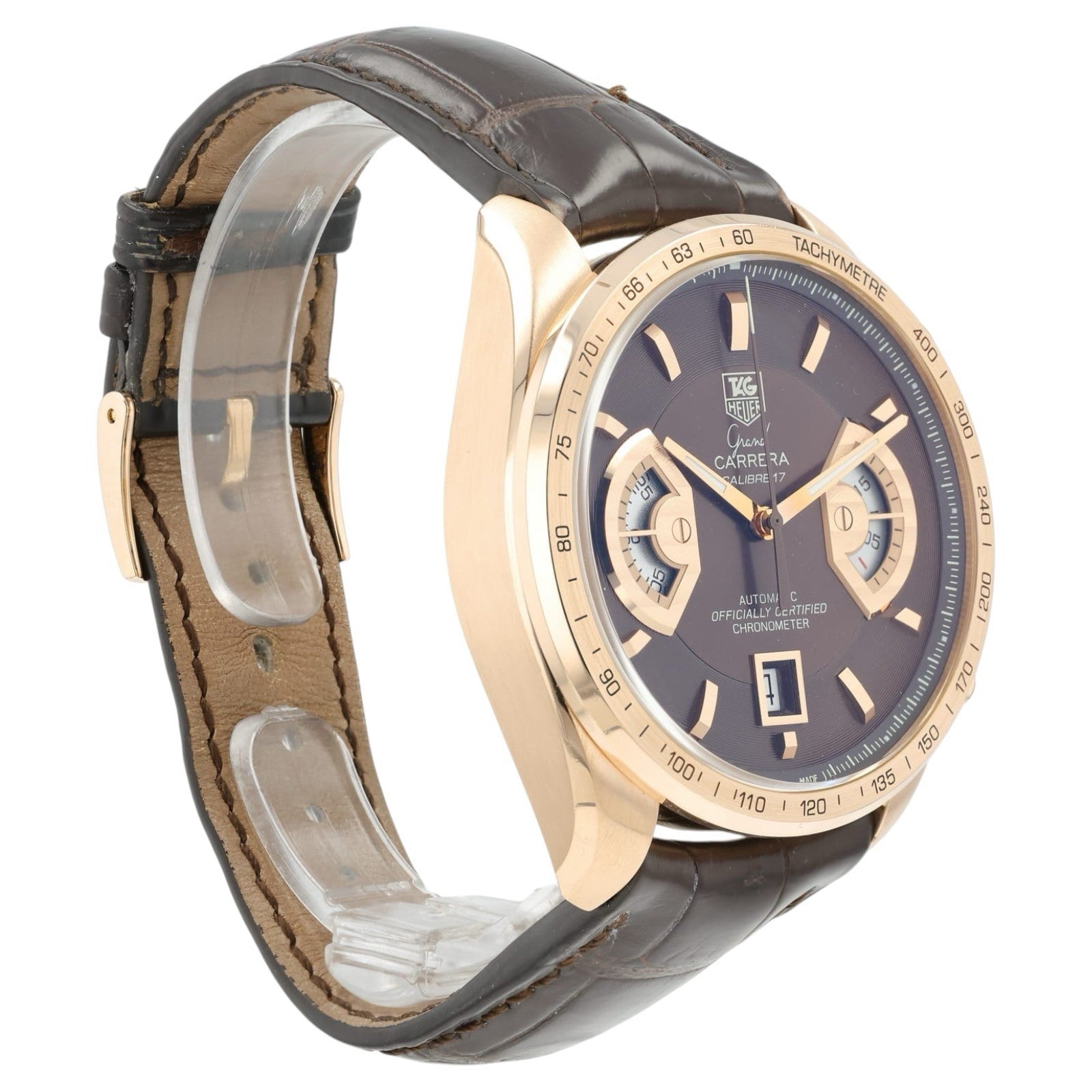 Tag Heuer Grand Carrera Brown Dial 18k Rose Gold 43mm Automatic Men’s CAV514C