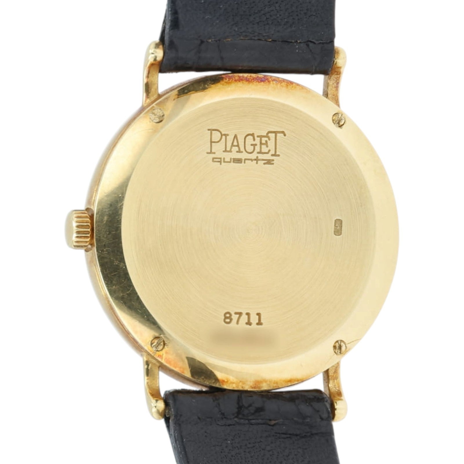 Piaget White Dial Beaded Bezel 18k Yellow Gold 24mm Quartz Women's Watch 8711