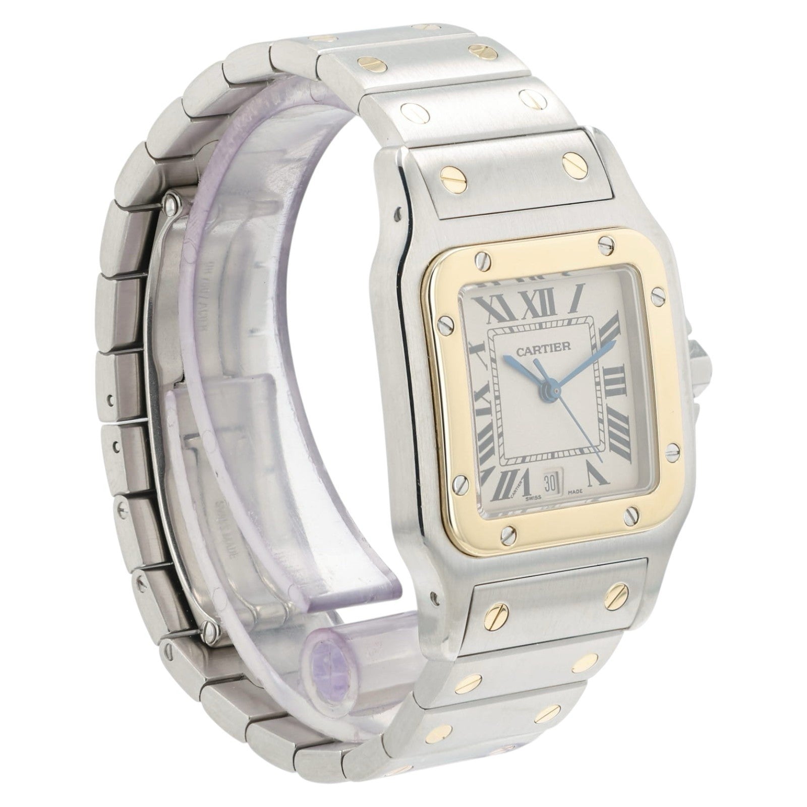 Cartier Santos Galbee Silver Dial Gold & Steel 29mm Quartz Unisex Watch 1566