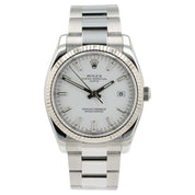 Rolex Oyster Perpetual Date White Dial Steel 34mm Automatic Men’s Watch 115234
