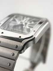Cartier Santos Skeleton Dial Stainless 39.8mm Manual Wind Men's Watch WHSA0015