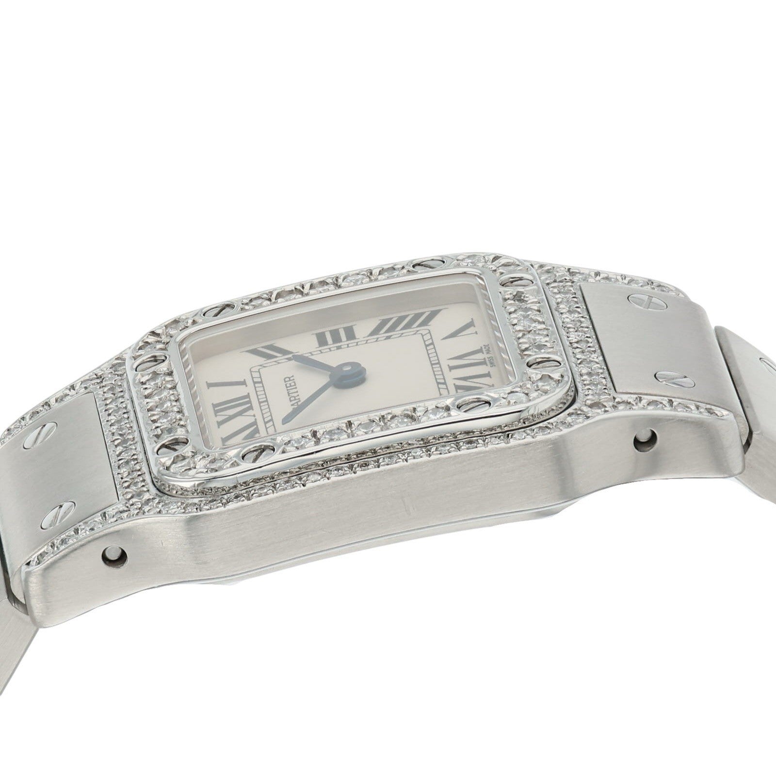 Cartier Santos White Dial Stainless Steel 24mm Quartz Women’s Watch W20056D6