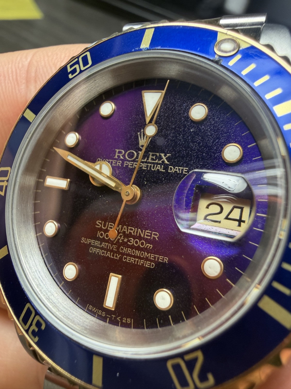 Rolex Submariner Date Gold & Steel Blue/Purple Dial 40mm Automatic Men’s 16613