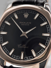 Rolex Cellini Danaos 38mm 18K White & Rose Gold Black Dial Men's Watch 4243