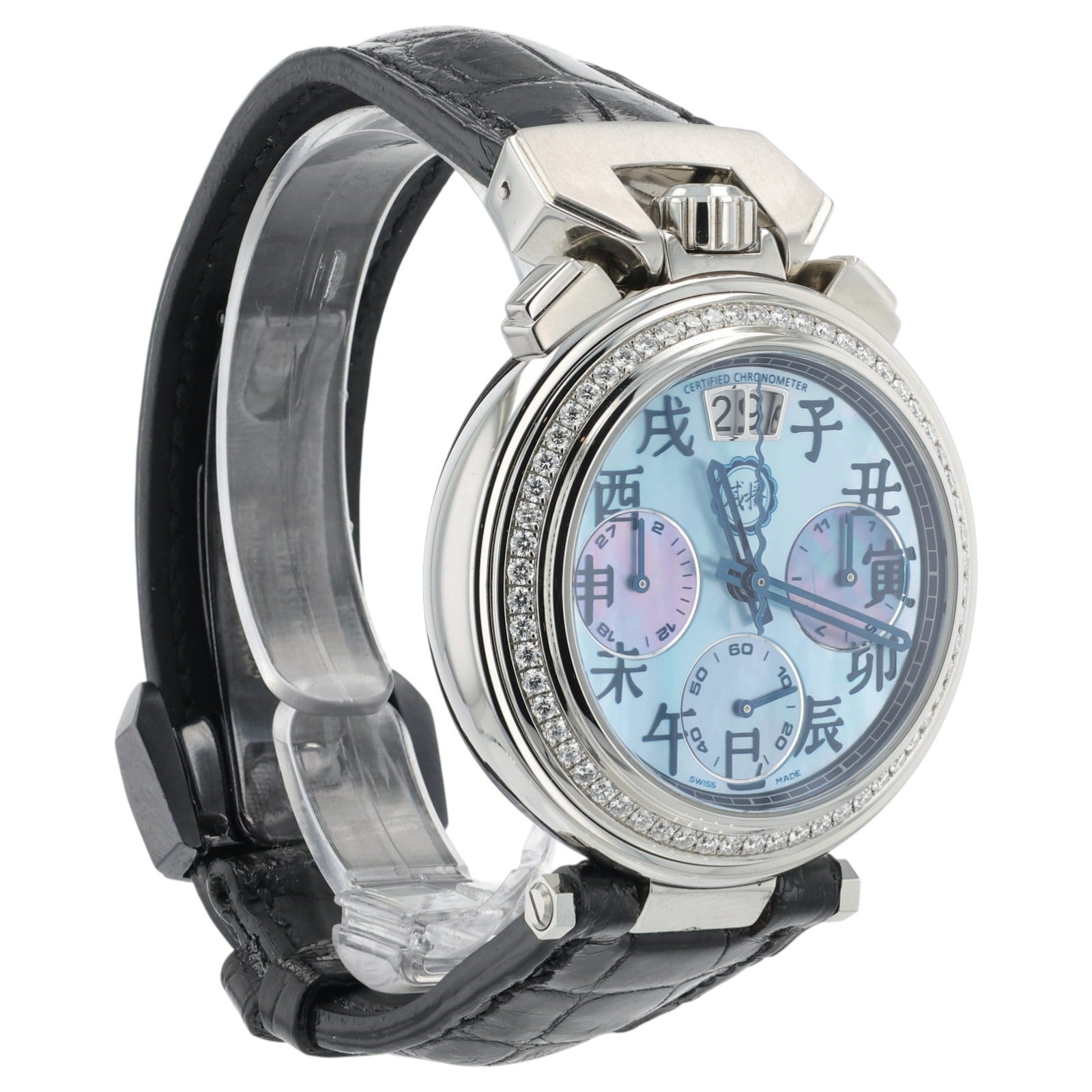NEW 2025 Bovet Sportster Diamond Bezel Steel Blue Dial 40mm Auto Watch SP0187
