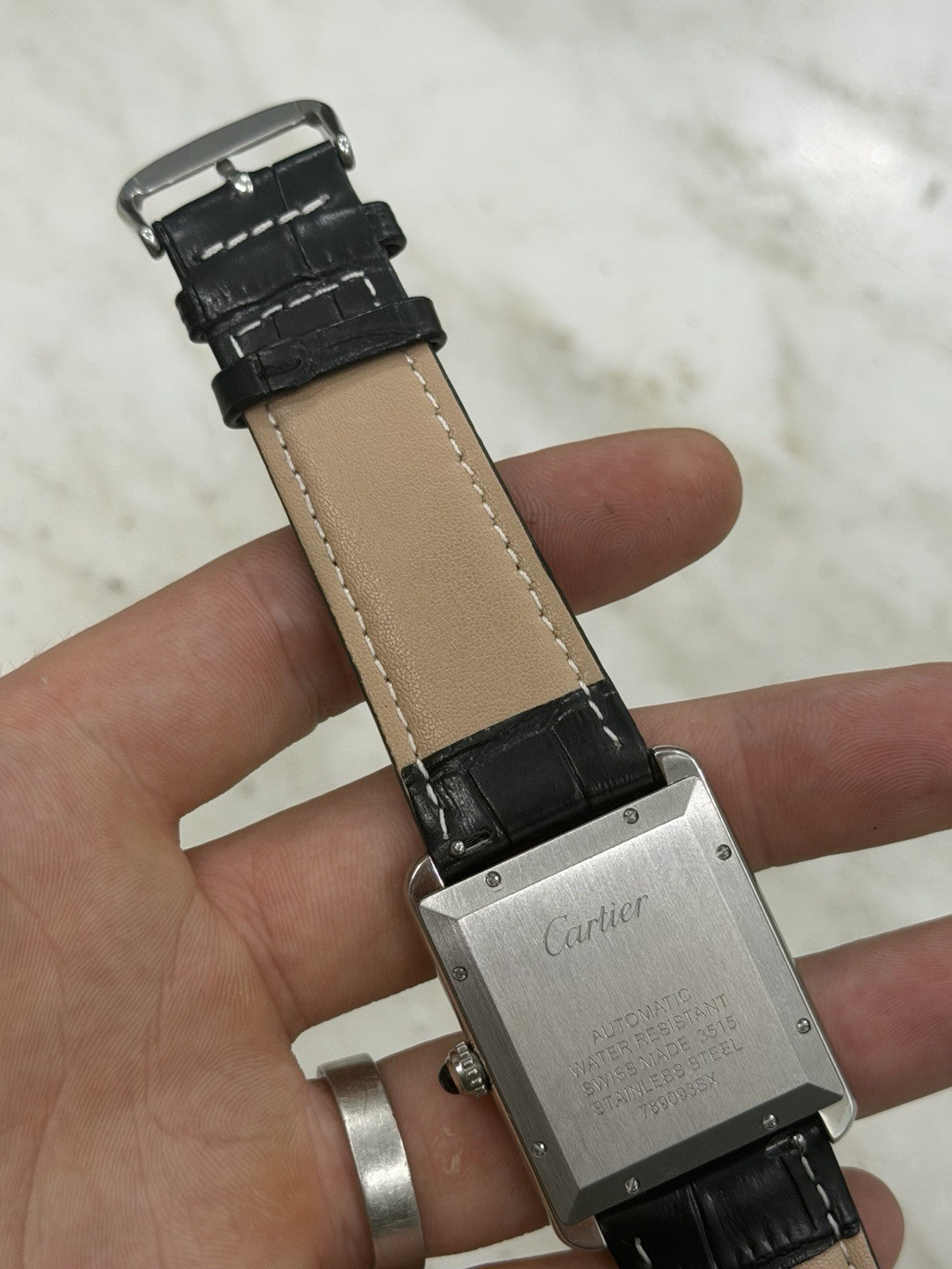 Cartier Tank XL Silver Dial Stainless Steel 31mm Automatic Mens Watch W5200027