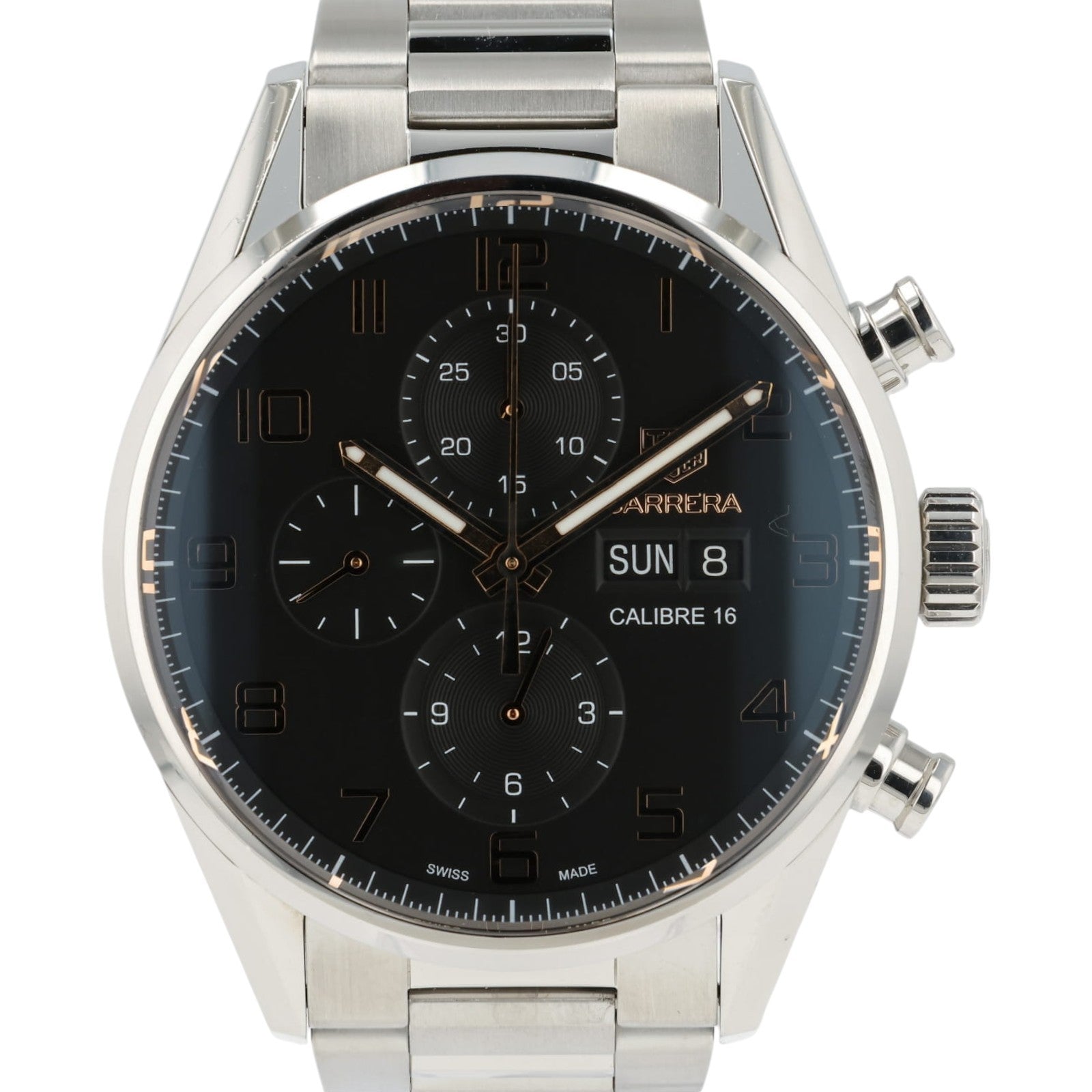 Tag Heuer Carrera Calibre Black Dial Stainless Steel 43mm Automatic Mens CV2A1AB
