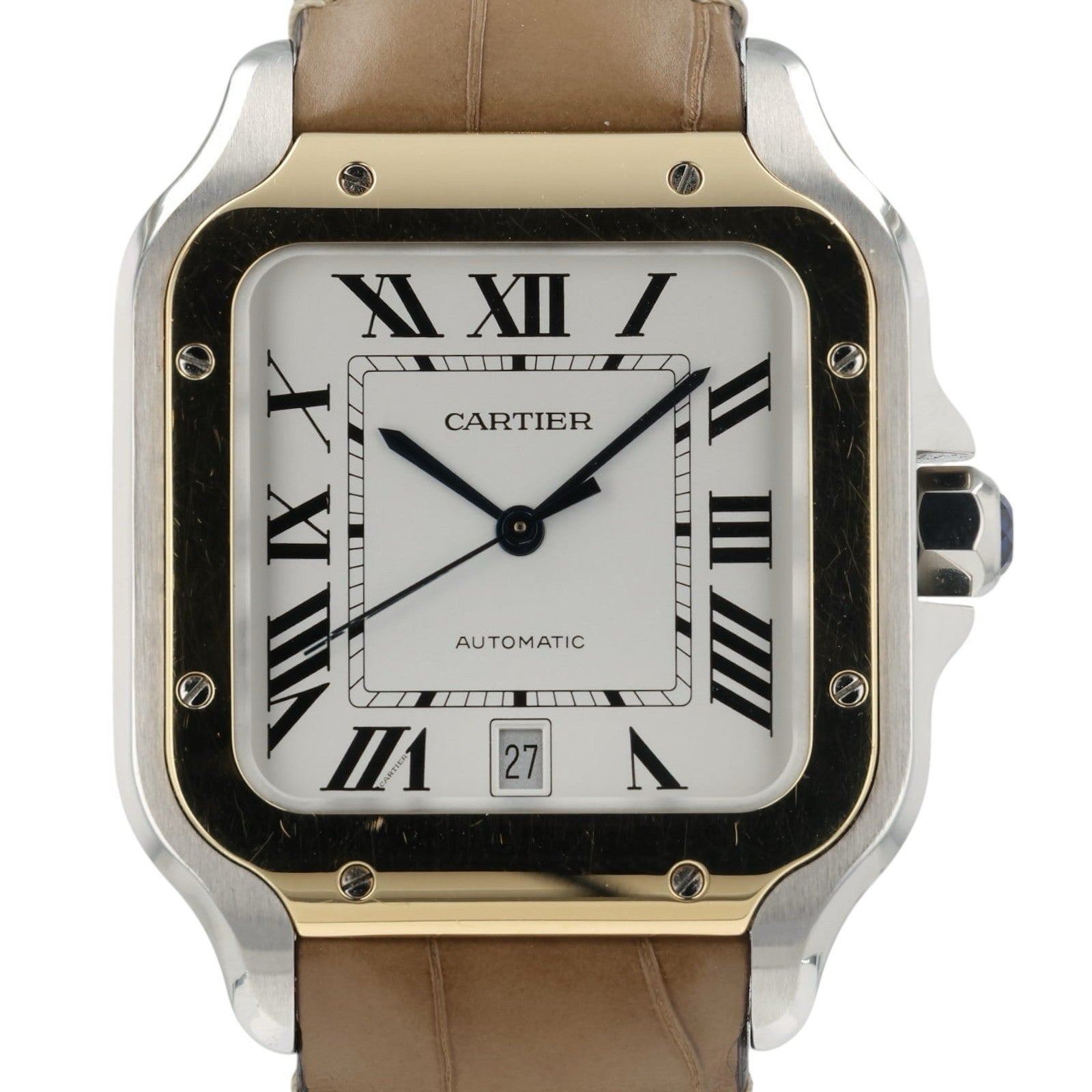 Cartier Santos Silver Dial Gold & Steel 39x47mm Manual Wind Men’s Watch W2SA0006