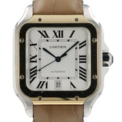 Cartier Santos Silver Dial Gold & Steel 39x47mm Manual Wind Men’s Watch W2SA0006