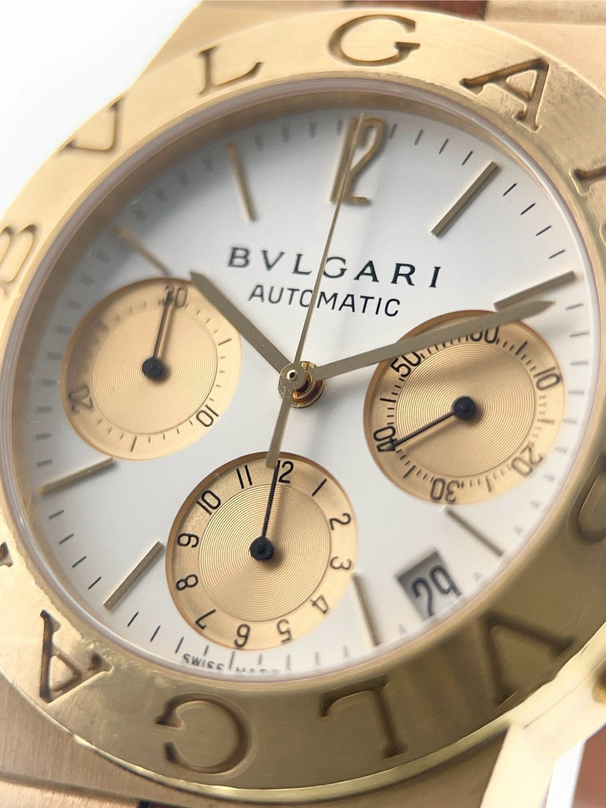 Bulgari Diagono 18k Yellow Gold White Dial 35mm Automatic Men’s Watch CH35G