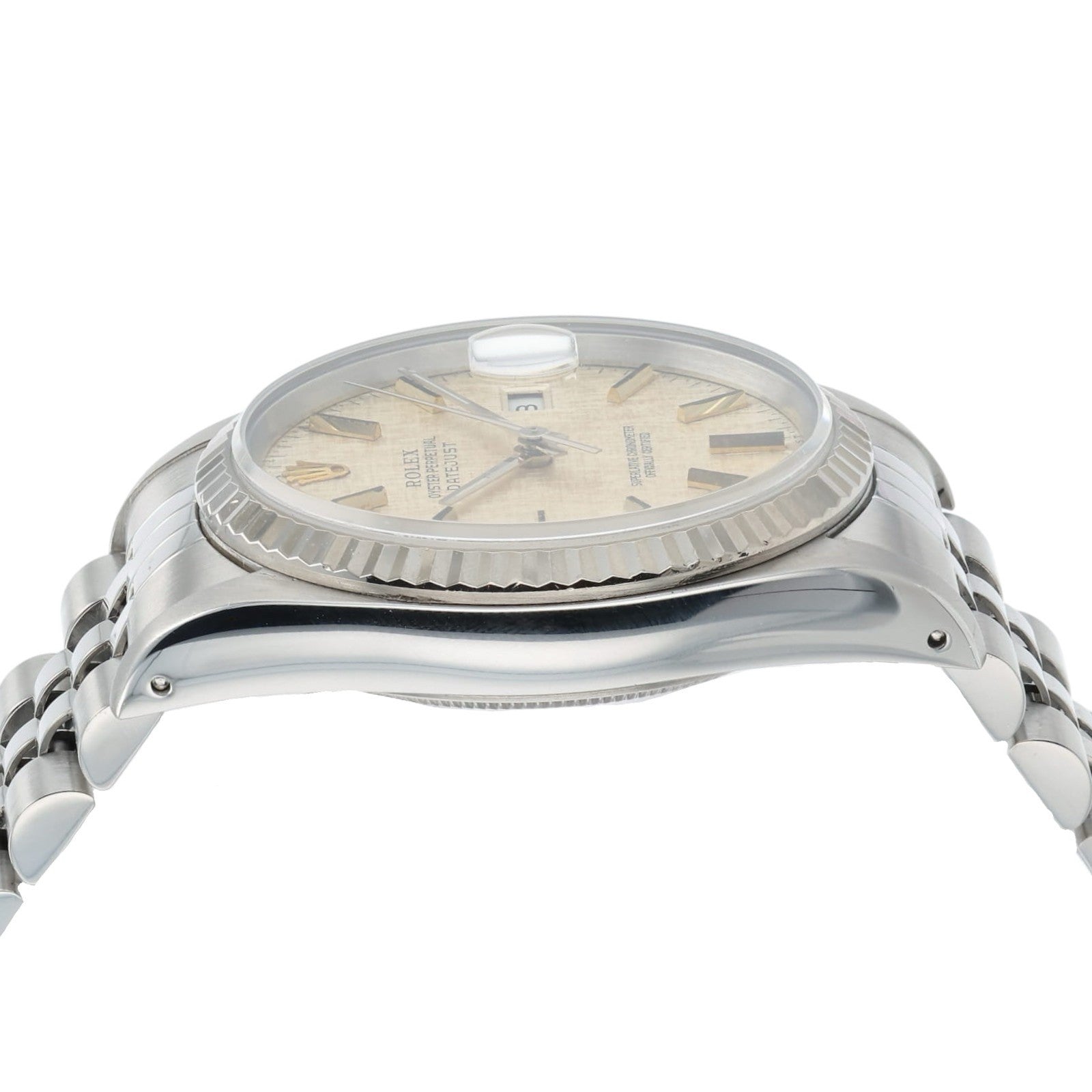 Rolex Datejust Linen Silver Dial Stainless Steel 36mm Automatic Mens Watch 16234