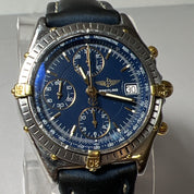 Two-Tone Blue Dial Breitling 39mm 81950 Chronograph Automatic Date Watch - READ