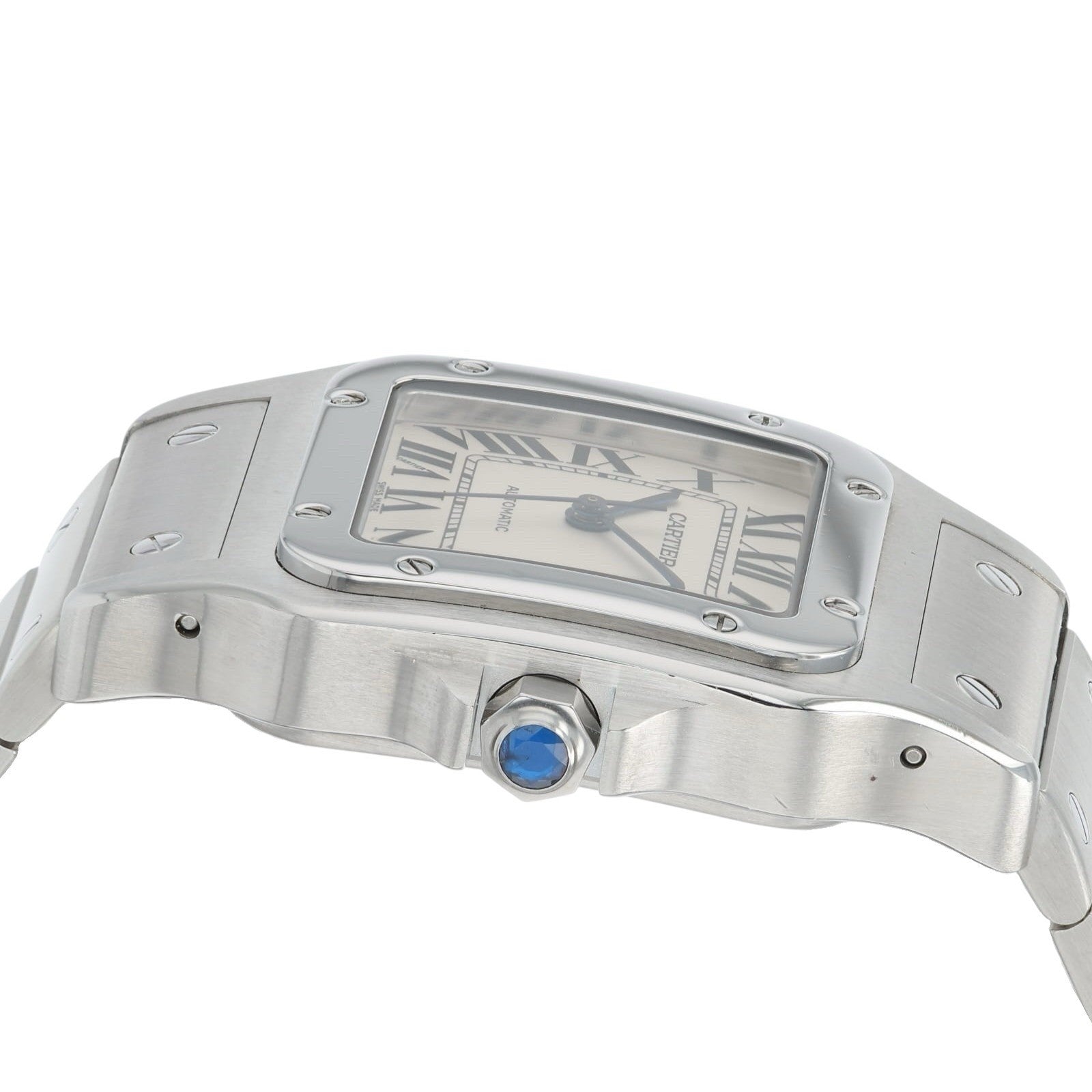 Cartier Santos Galbee Stainless Steel Silver Dial 32mm Automatic Mens Watch 2823