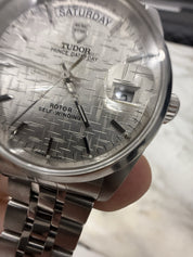 Tudor Prince Date Day Stainless 76200 Silver Linen Dial Automatic Men's Watch