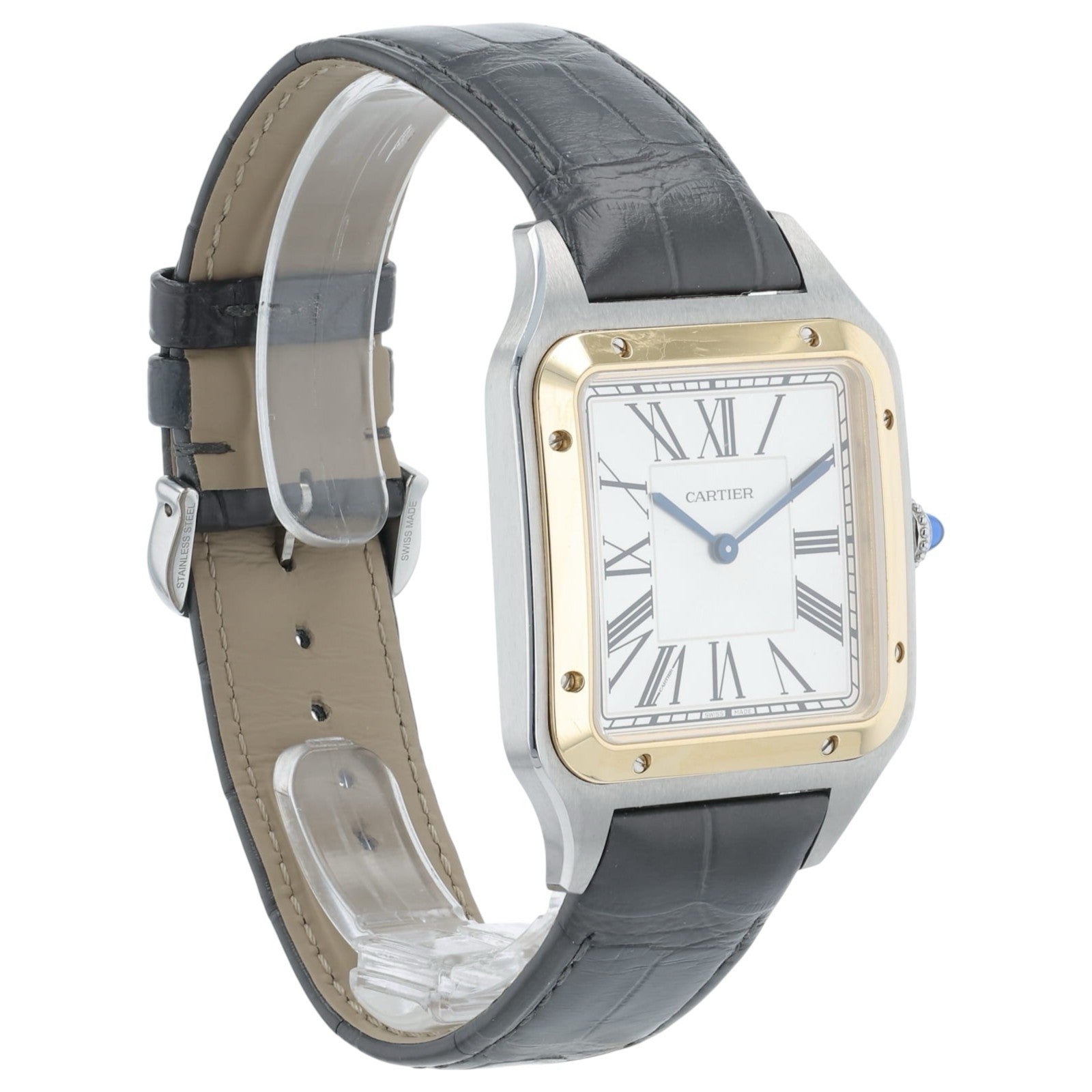 Cartier Santos Dumont Gold & Steel Silver Dial Manual Wind Men's Watch W2SA0034