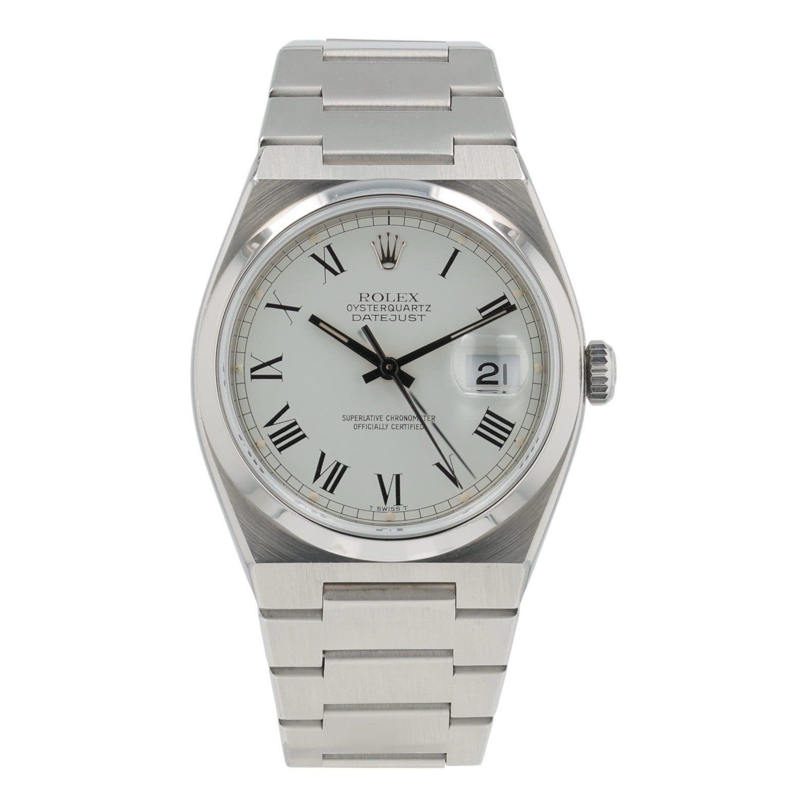 Rolex Datejust Oysterquartz Steel Buckley White Dial 36mm Quartz Men’s 17000