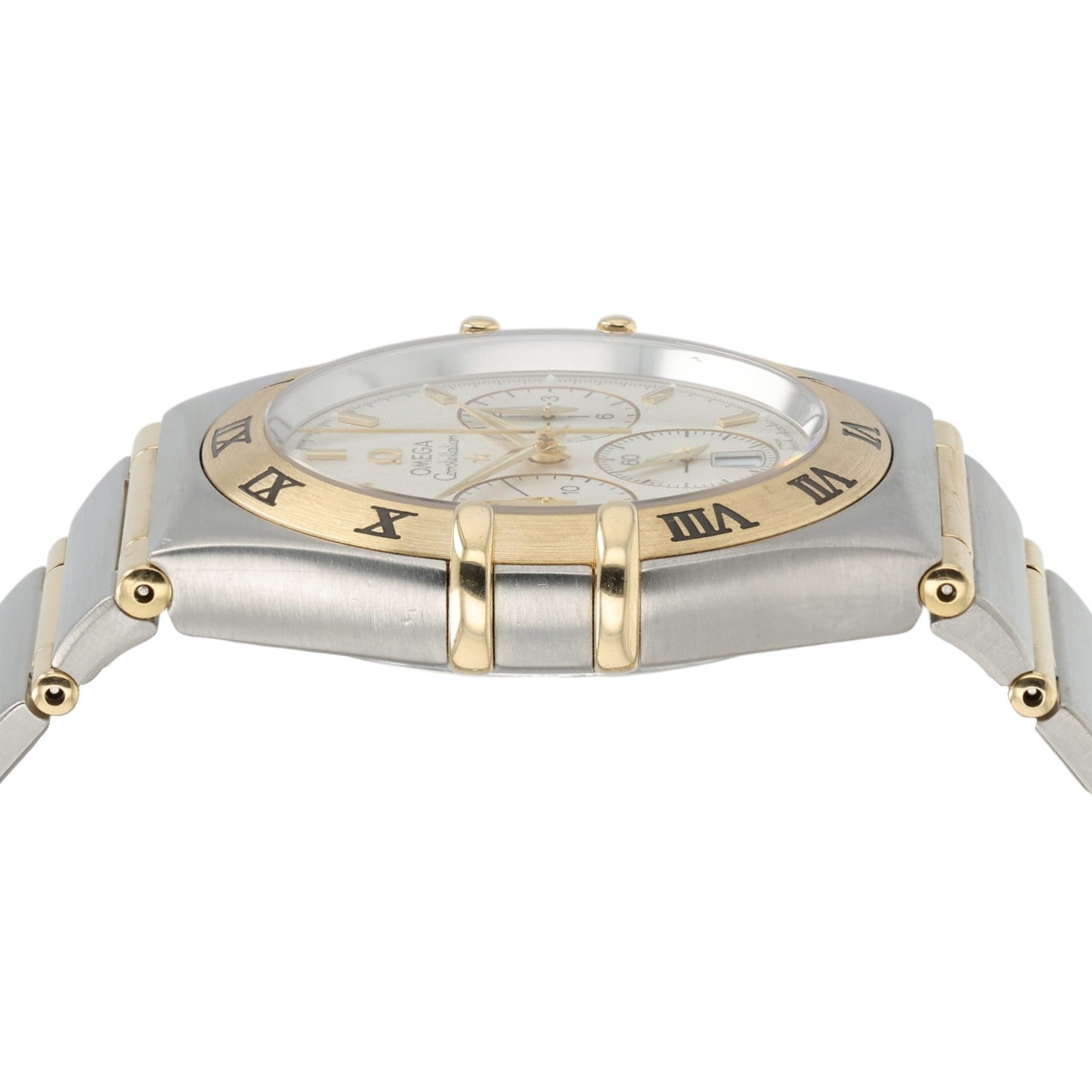 Omega Constellation Chronograph White Dial Gold & Steel 37mm Quartz Mens 1242.30