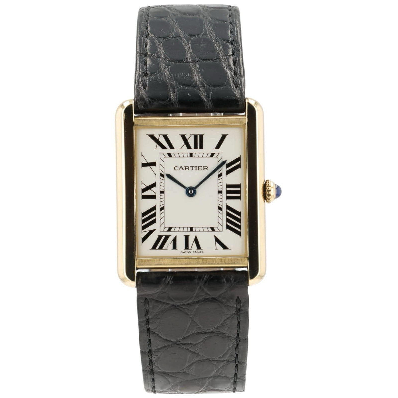 Cartier Tank Solo Silver Dial 18k Yellow Gold & Steel 34x27mm Quartz W1018855