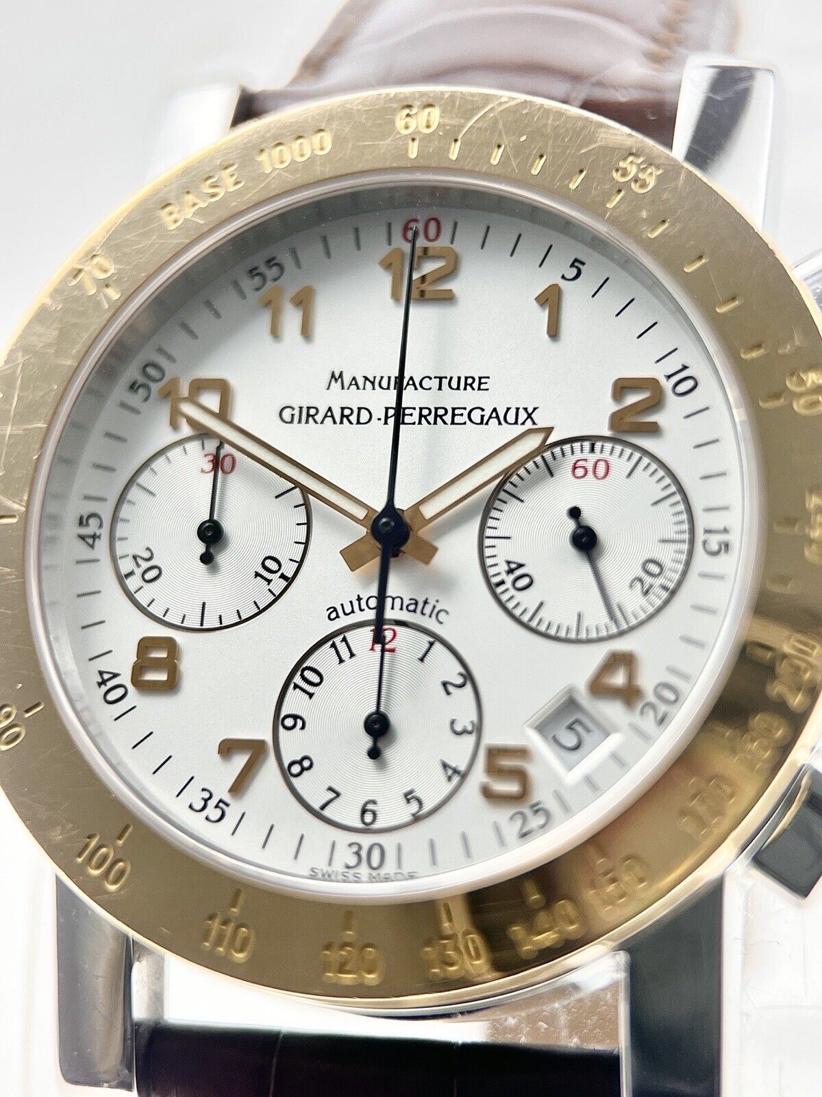 Girard Perregaux Sport 38mm Automatic Gold Steel Watch Box And Papers Ref 7030