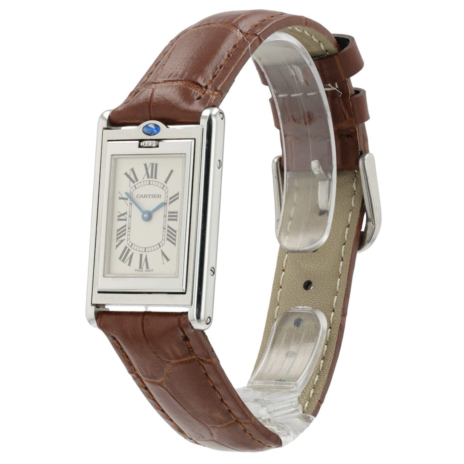 Cartier Tank Basculante Silver Dial Steel 24x36mm Quartz Men’s Watch W1011258