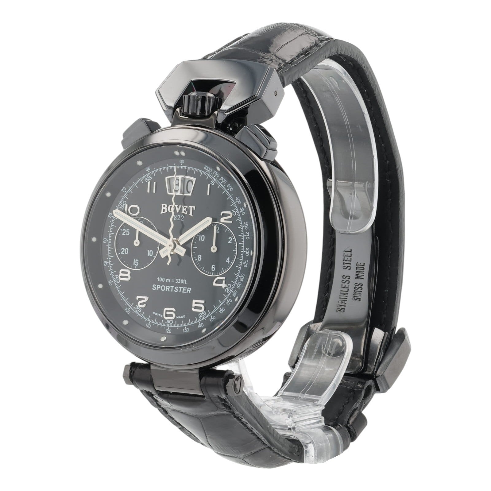 NEW 2025 Bovet Sportster Stainless Steel Black Dial 44mm Automatic Mens SP0306