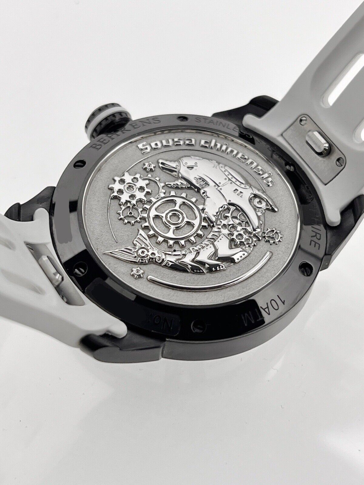 Behrens Starship II Automatic 42mm Black Skeleton Dial Steel Watch 011C B&P