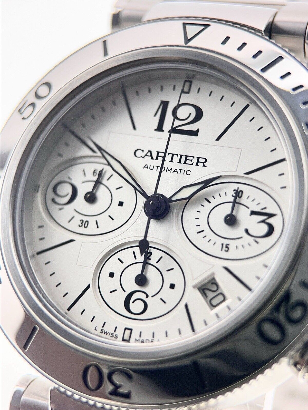 Cartier Pasha Seatimer Chrono Steel Automatic Men’s Watch W31089M7 W/ Papers