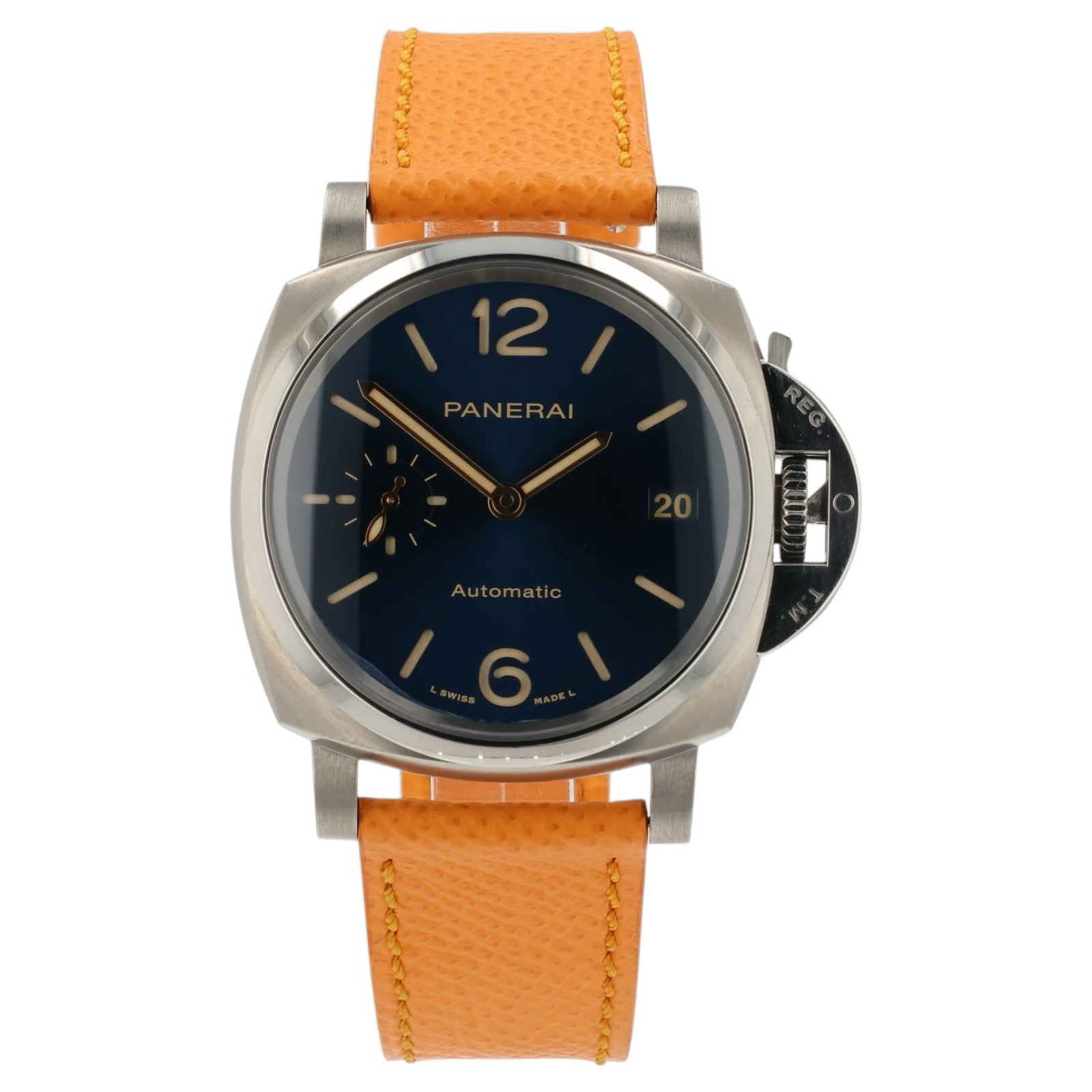 Panerai Luminor Blue Dial Titanium 38mm Automatic Movement Mens Watch PAM00926