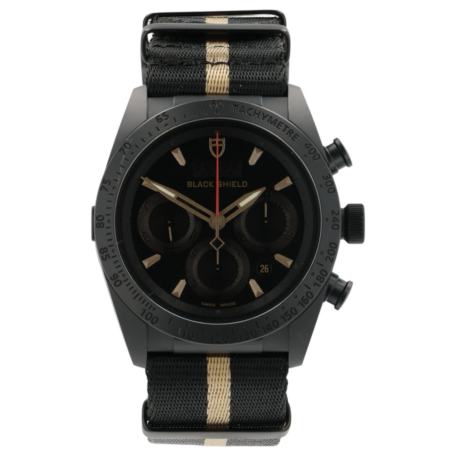 Tudor Blackshield Chronograph Black Dial Ceramic 42mm Automatic Mens Watch 42000