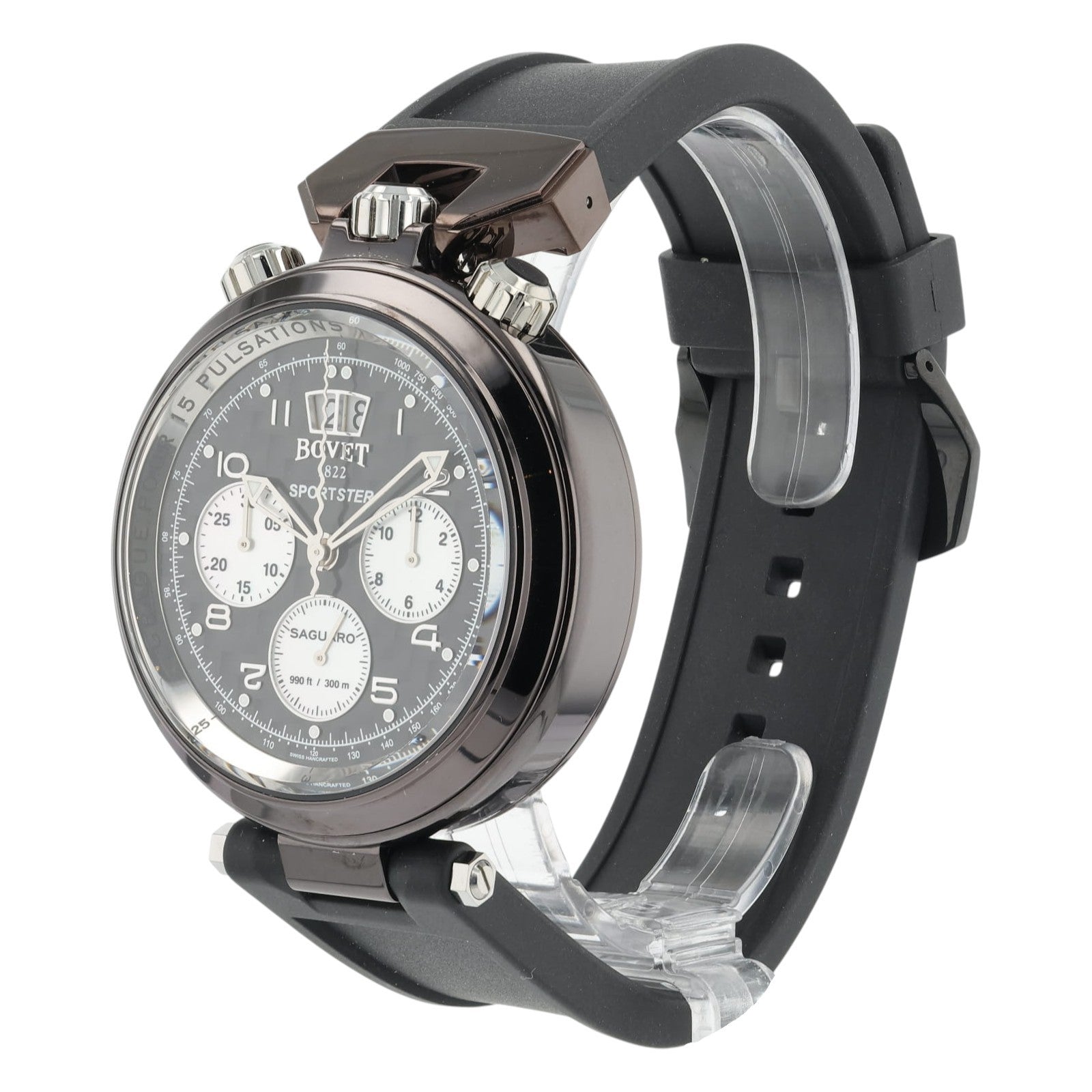 NEW 2025 Bovet Sportster Steel Black Carbon Dial 46mm Automatic Mens SP0468