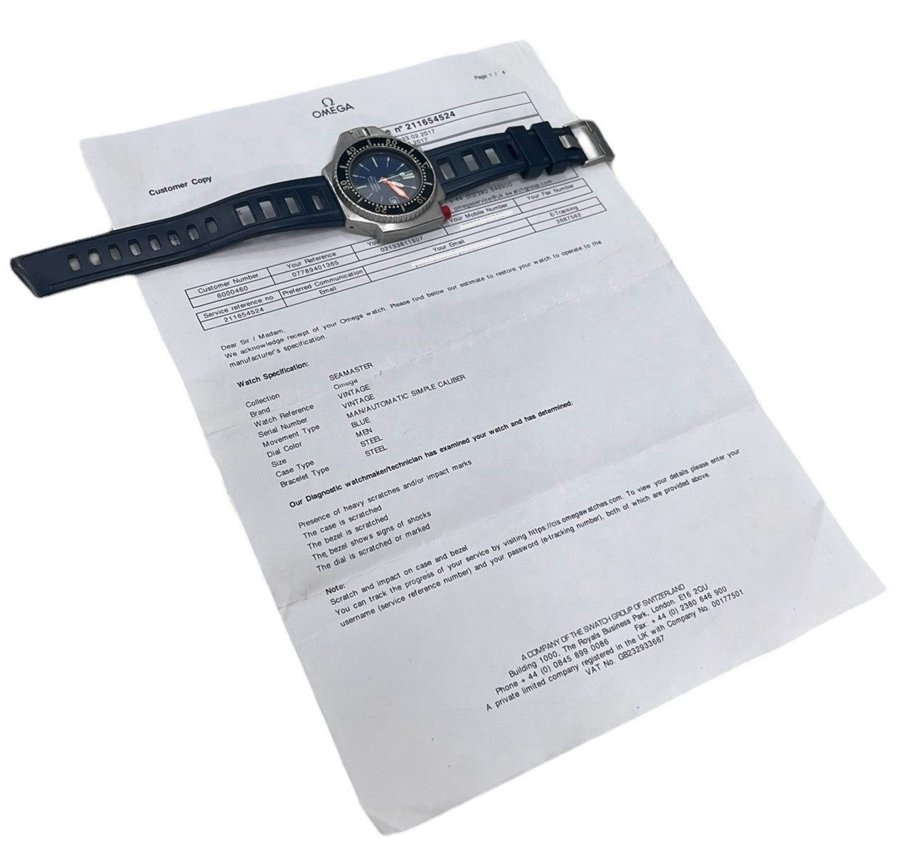 Omega Seamaster Ploprof Steel Blue Dial 45x55mm Automatic Mens Watch 166.077