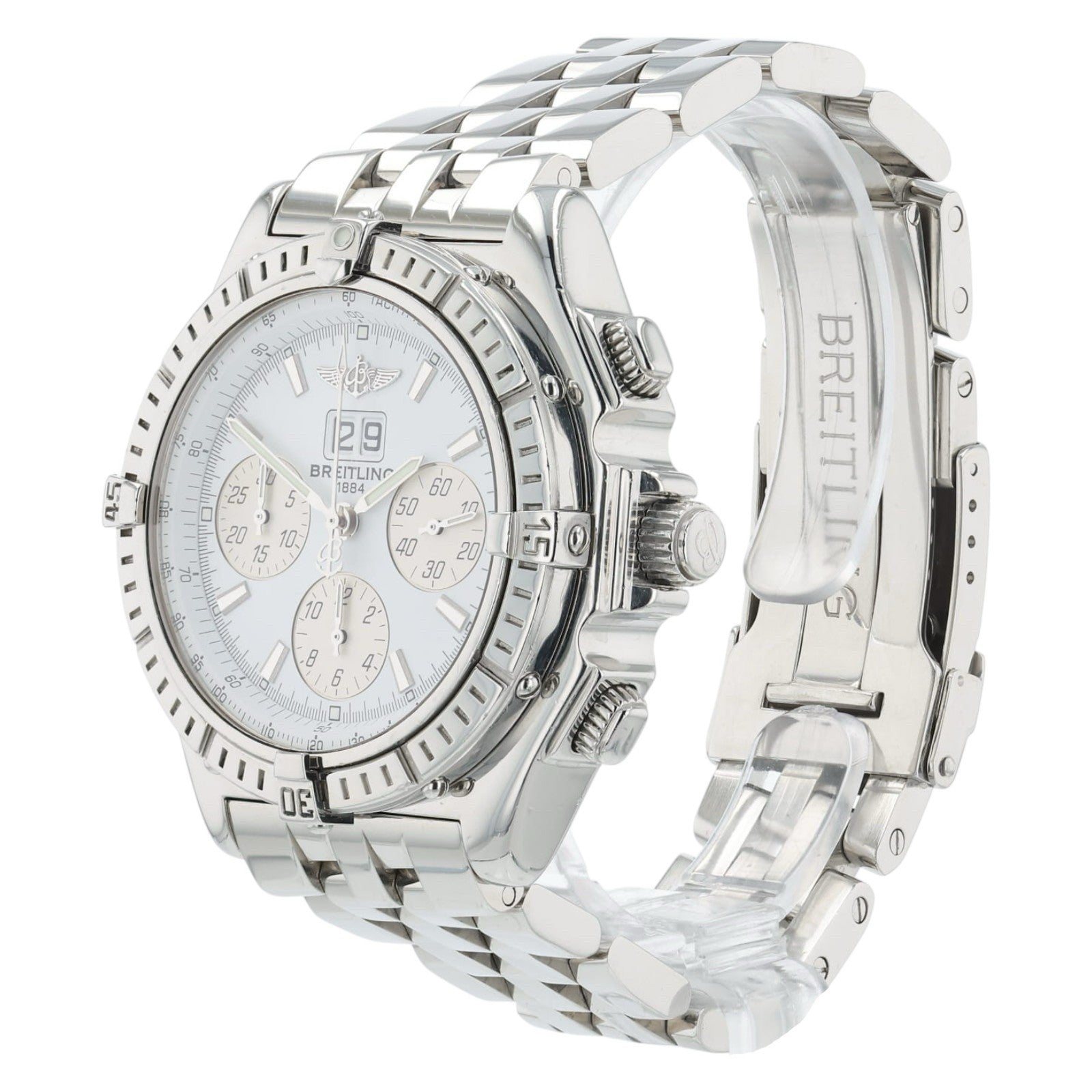 Breitling Chronomat Stainless Steel White Dial 44mm Automatic Mens A44355