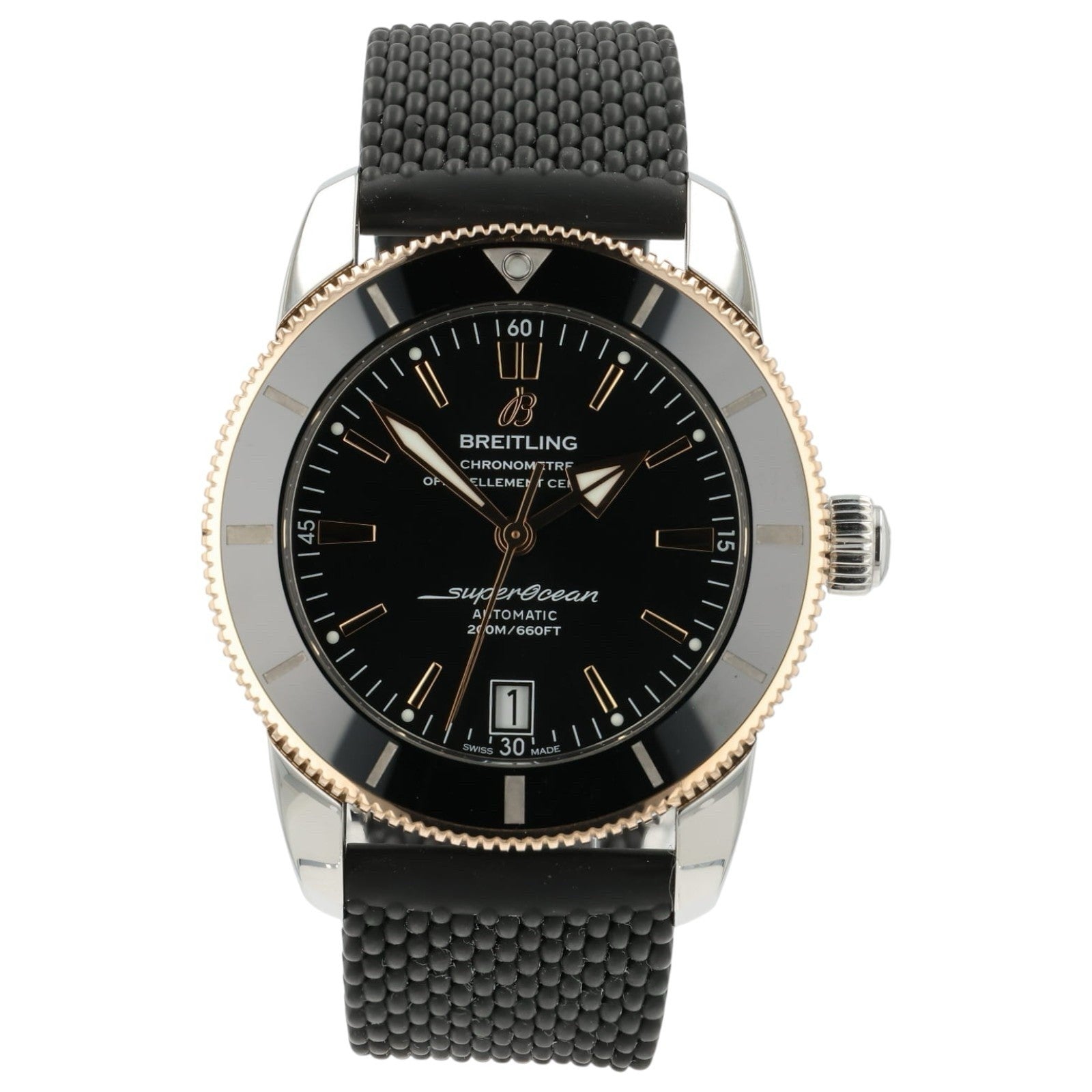 Breitling SuperOcean Heritage II Black Dial Steel & Rose Gold 42mm Mens UB2010
