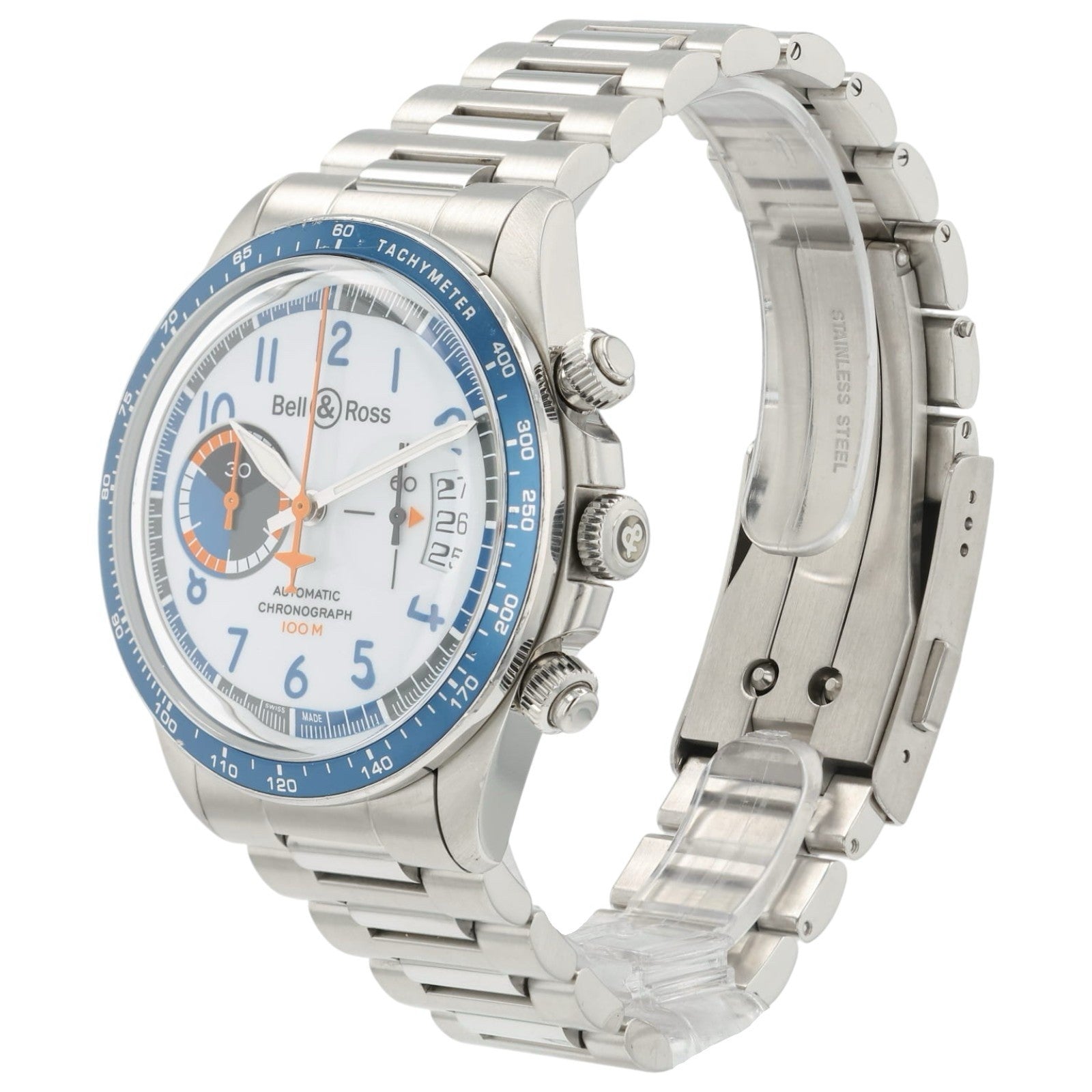 Bell & Ross Chronograph White Dial Steel 41mm Automatic Mens Watch BRV2-94-S