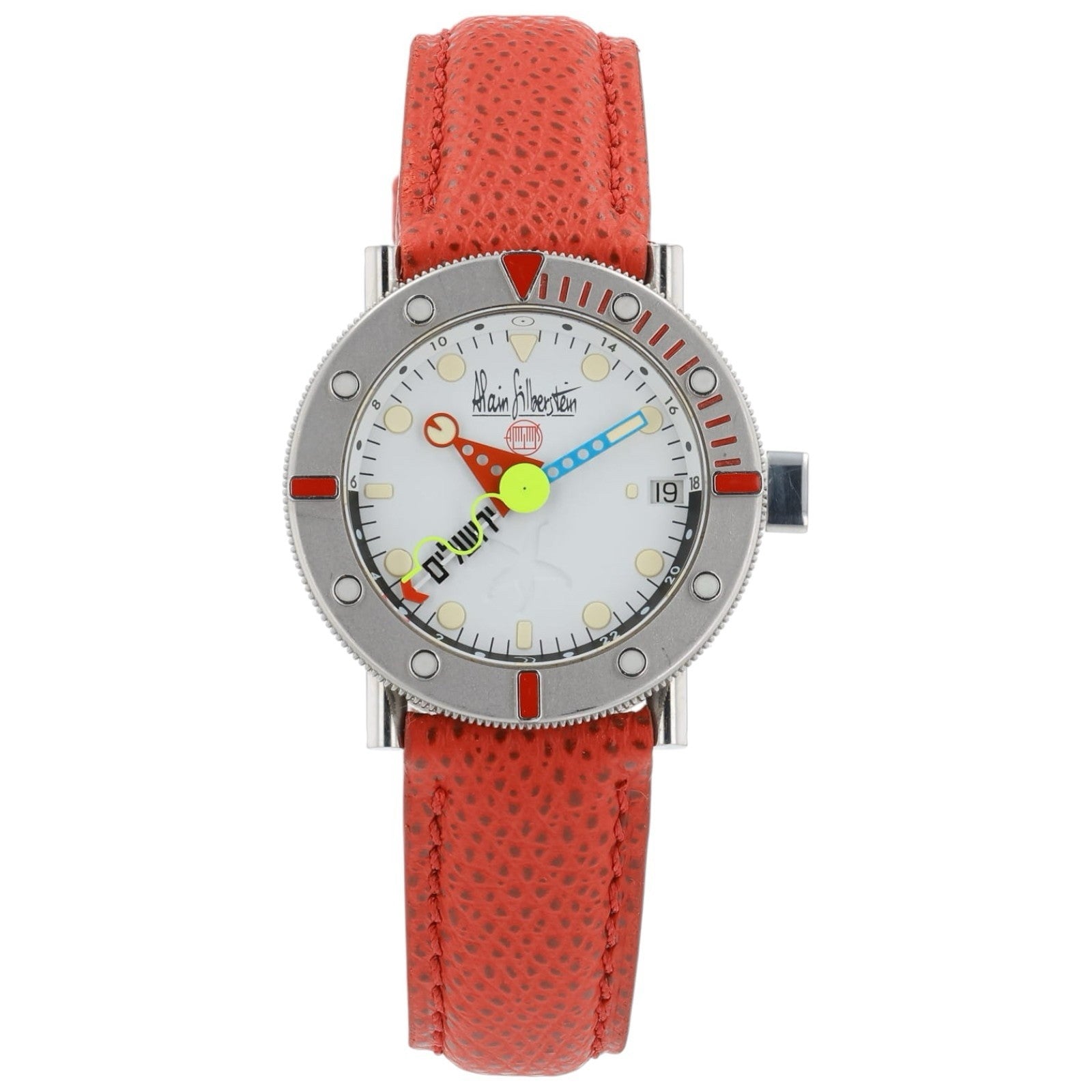 Alain Silberstein Stainless Steel White Dial 37.5mm Automatic Unisex Marine GMT