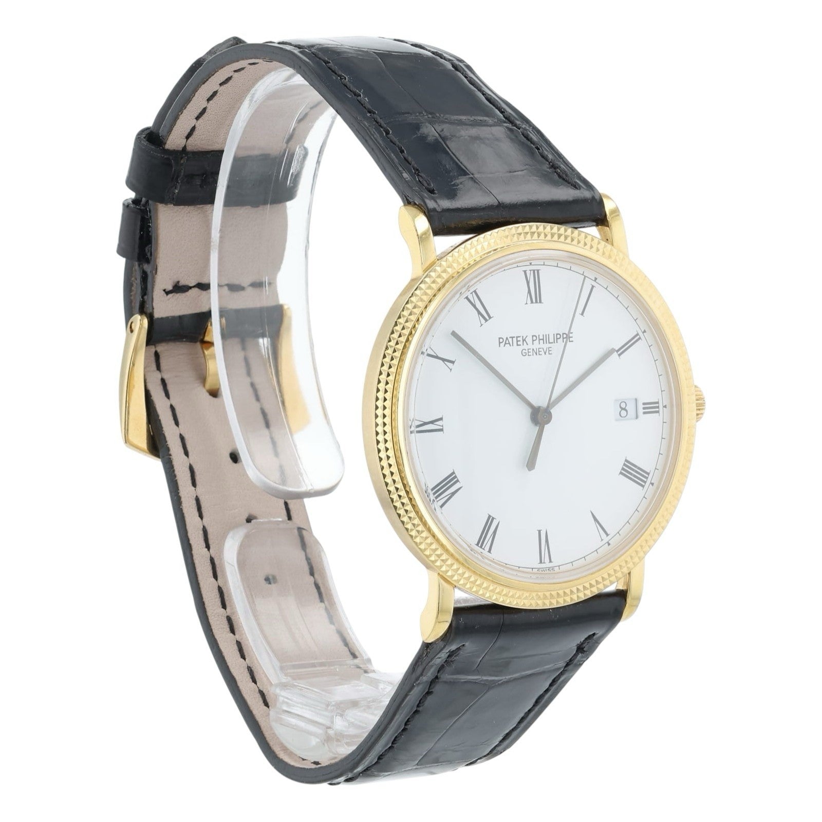 Patek Philippe Calatrava 18k Yellow Gold White Dial 33mm Quartz Mens Watch 3944J