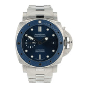 Panerai Submersible Stainless Steel Blue Dial 42mm Automatic Mens Watch PAM0168