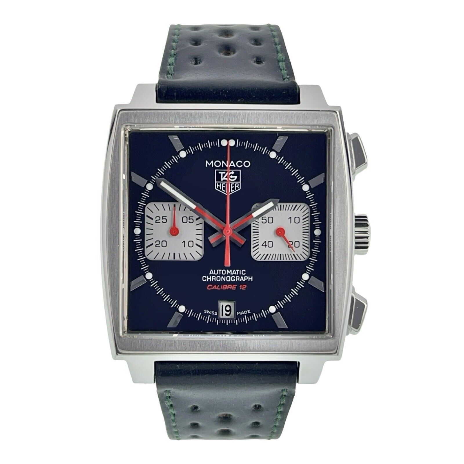 Tag Heuer Monaco Calibre 12 Stainless Steel Black Dial 39mm Automatic CAW2114